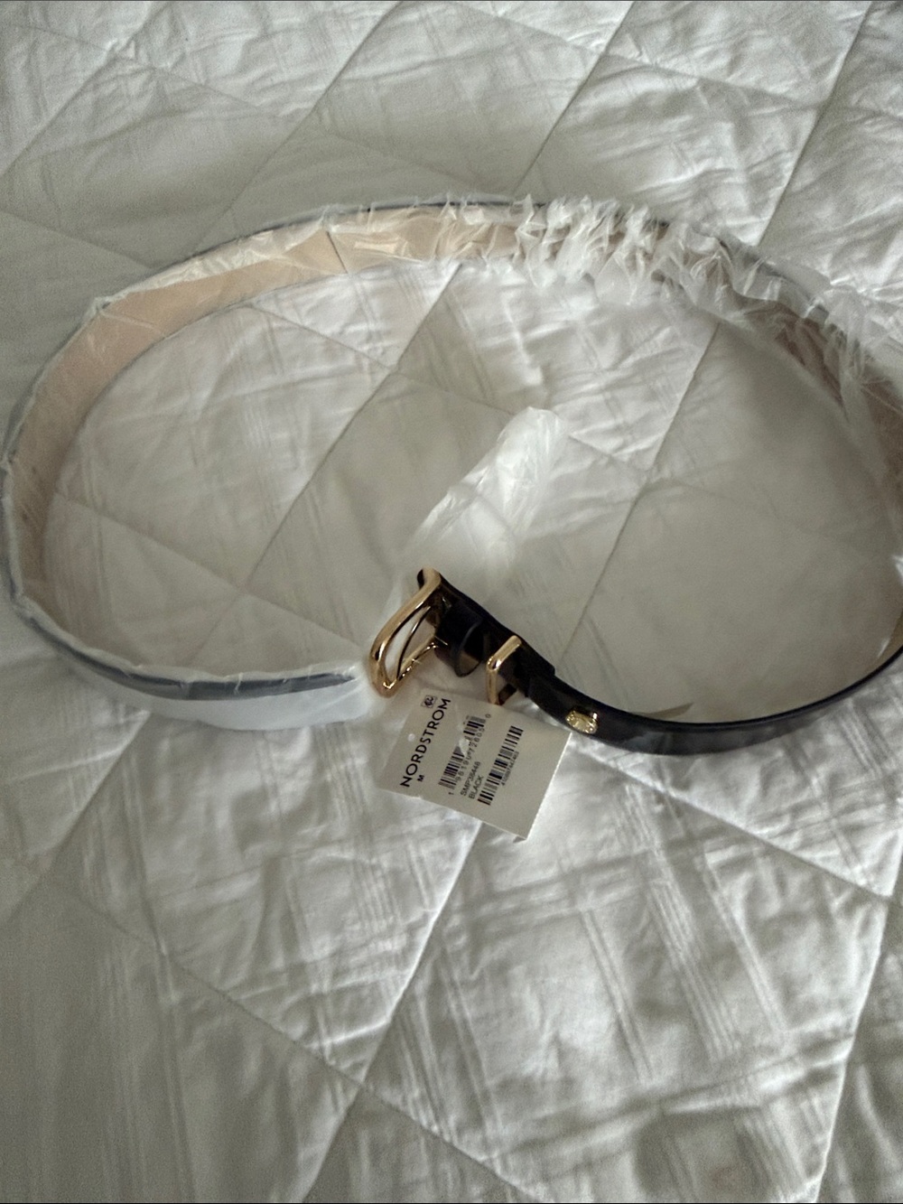 Nordstrom Black Belt with Gold Buckle